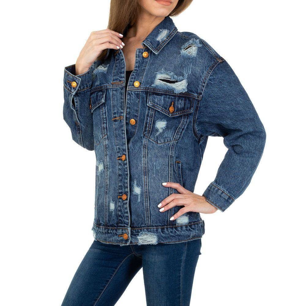 Ital-Design Jeansjacke Damen Freizeit Destroyed-Look Jeansjacke in Blau günstig online kaufen