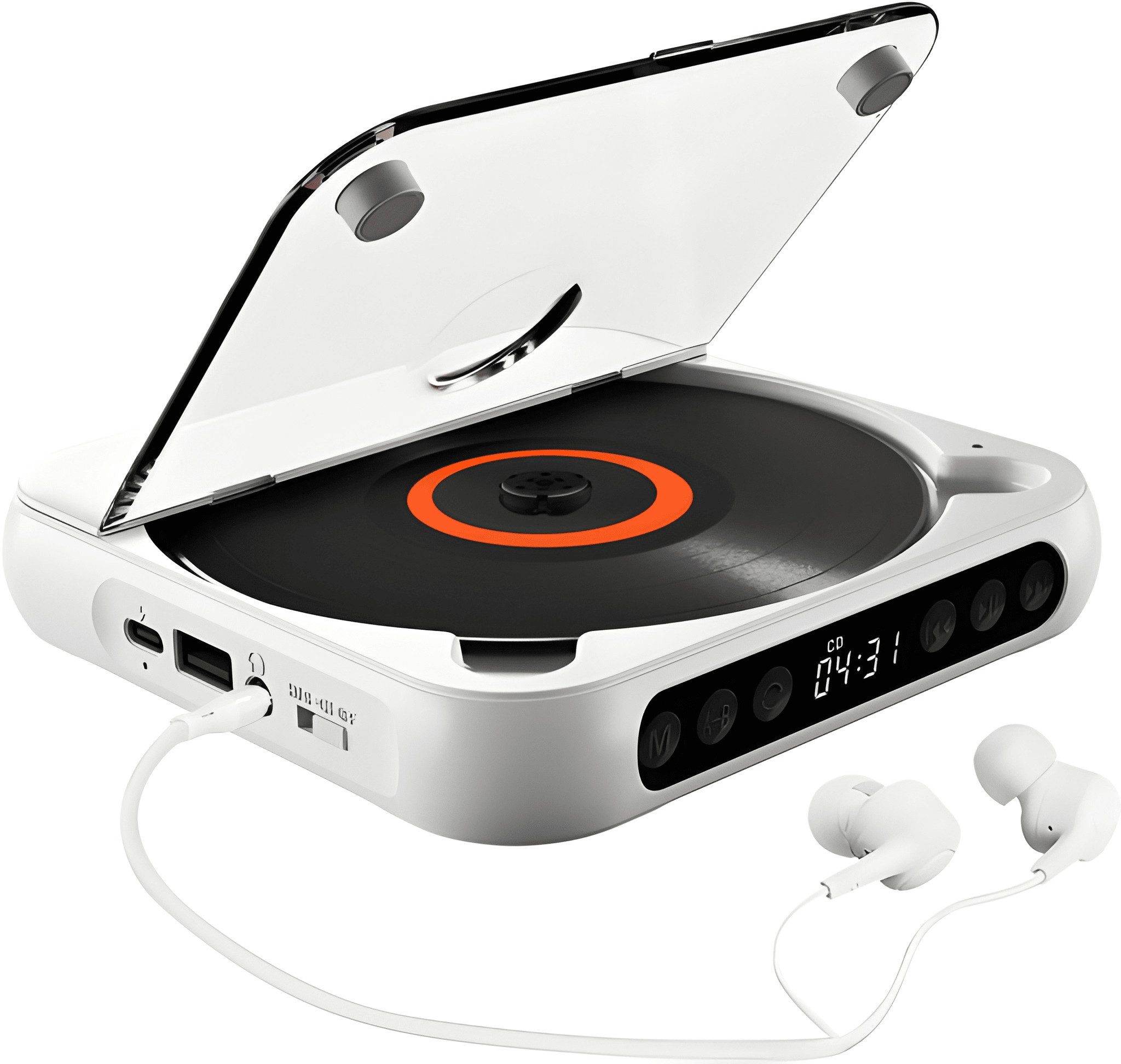 Athlix Tragbarer Bluetooth CD-Player für CD, CD-R, CD-RW, MP3 und WMA CD-Player (Wiedergabe per Bluetooth, USB oder TF-Karte)