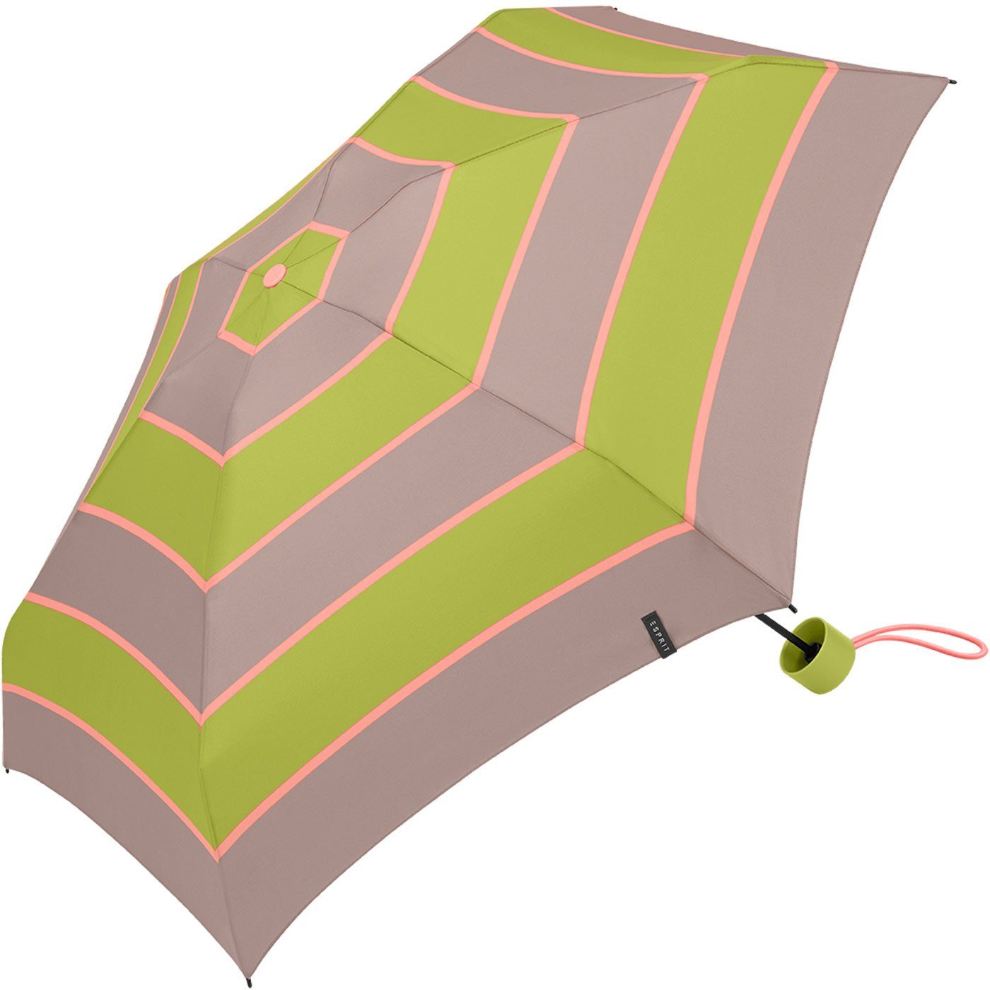 winzig Streifen-Muster Esprit Regenschirm - Collegiate mit klein, Petito Mini Stripe, atmosphere Taschenregenschirm grün-taupe