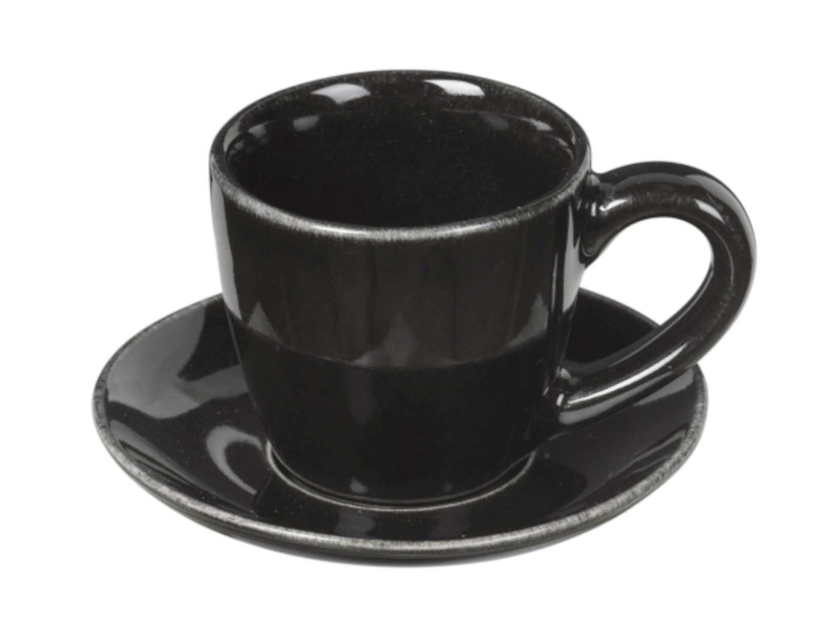 Broste Copenhagen Espressotasse NORDIC COAL Espressotasse 0,05 l, Steinzeug mit reaktiver Glasur, Nordic Coal Espressotasse mit Untertasse