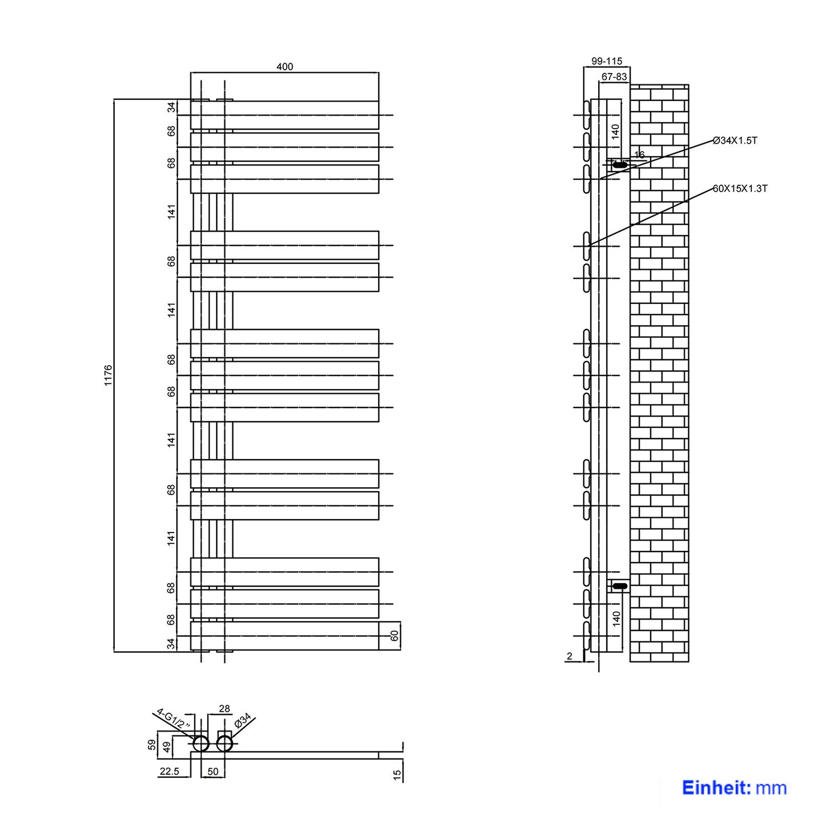MEYKOERS Badheizkörper Design Handtuchwärmer Badezimmer Heizkörper Paneelhe günstig online kaufen
