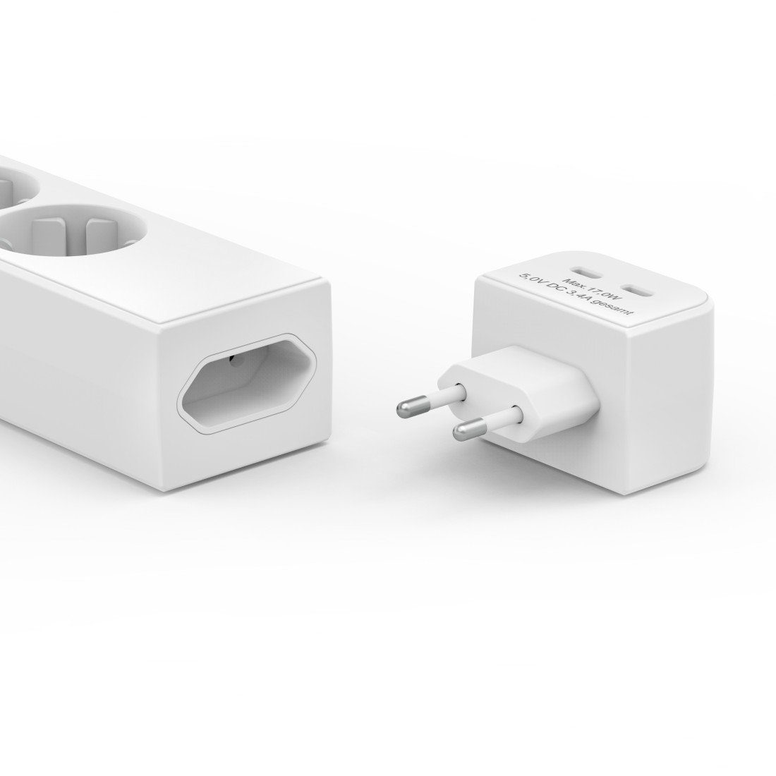 Hama Steckdosenleiste 5 fach mit Schalter und USB-C-Adapter 2 fach, Weiß Steckdosenleiste 7-fach (Ein- / Ausschalter, USB-Anschlüsse, Schutzkontaktstecker, Überspannungsschutz, Kabellänge 1,4 m), Mehrfachsteckdose, 1,4 m, Kunststoff, Tischsteckdose