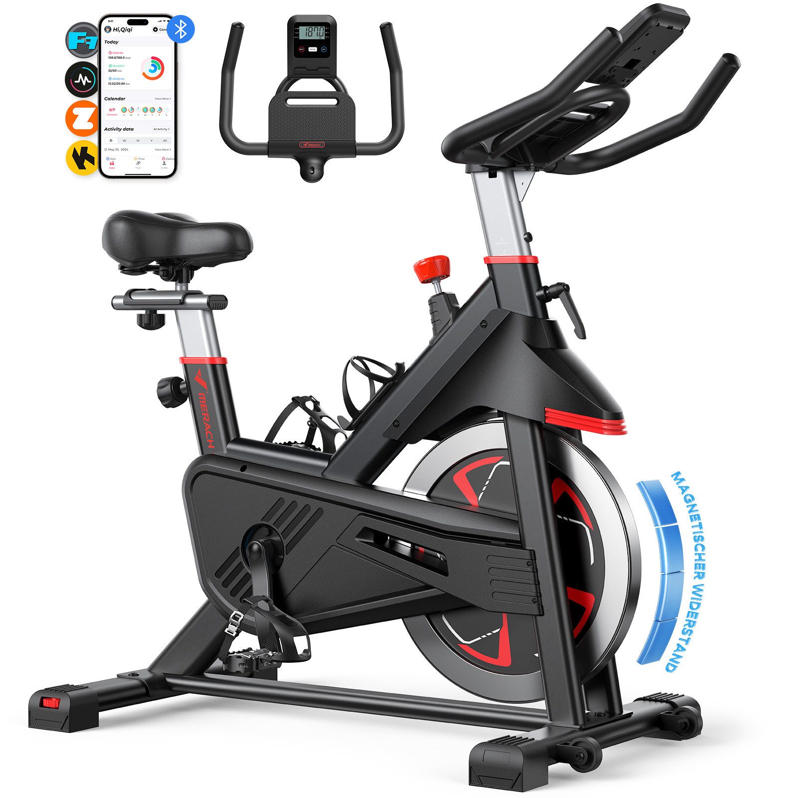 Heimtrainer 2025 neu Heimtrainer Fahrrad mit magnetischem Widerstand mit APP