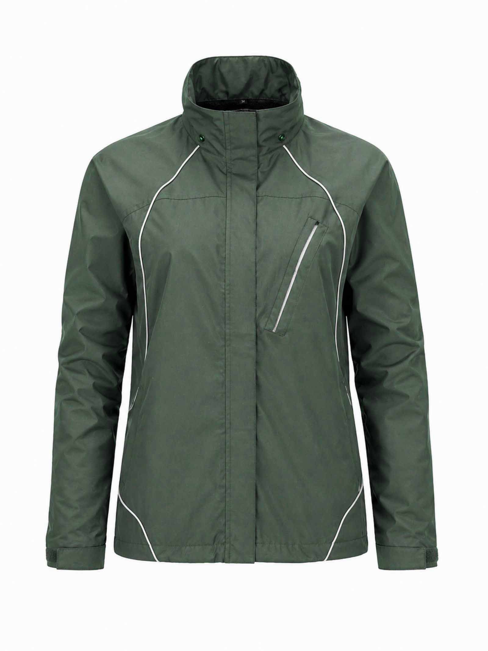 Weit & Breit Handelsgesellschaft mbH Trekkingjacke Damen Outdoor Discovery Trekkingjacke Braungrün 44 (Einzelartike, 1-St., Ooutdoorjacke) Unterarmbelüftung,versiegelte Nähte, reflektierende Elemente, Kapuze