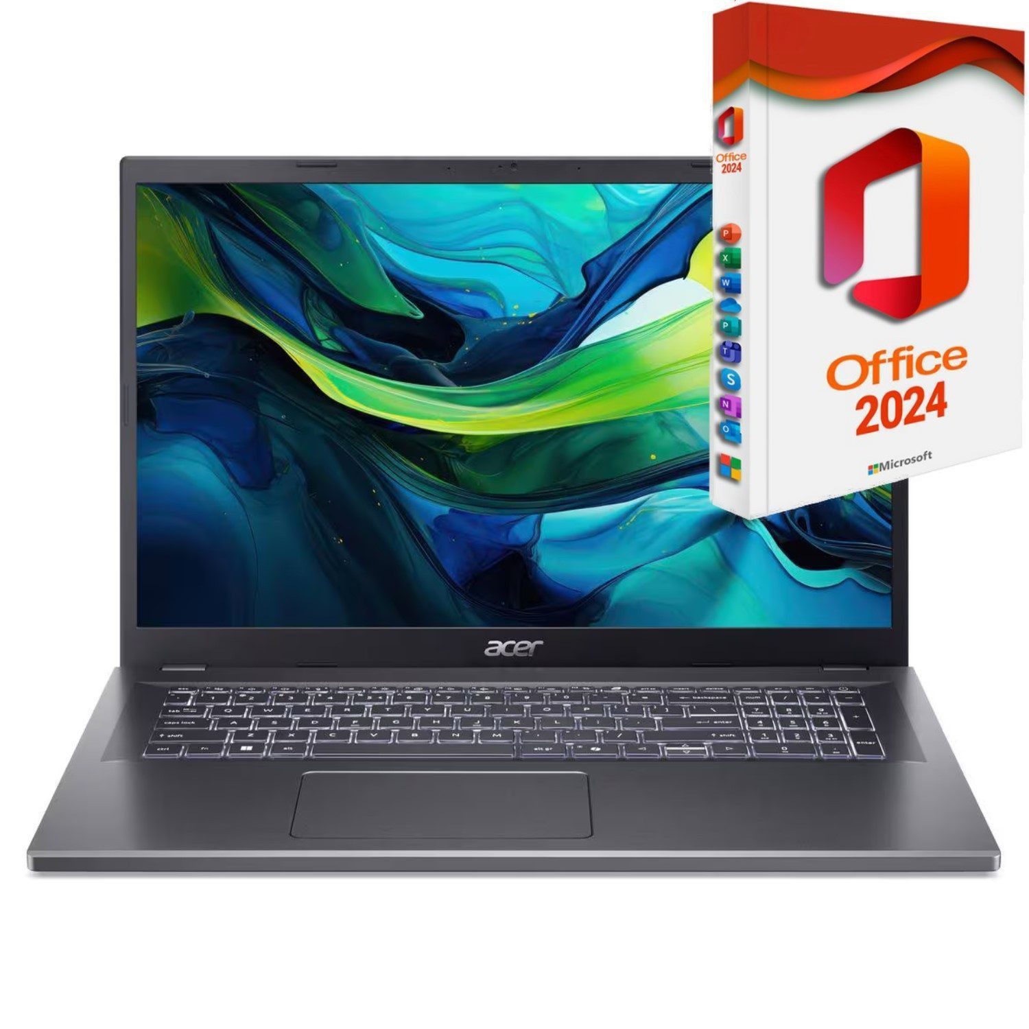 Acer Aspire A17-51, Core i5-120U, 16GB RAM, inkl. MS Office 2024 Pro Business-Notebook (44 cm/17.3 Zoll, Intel Core i5 120U, Intel UHD Grafik, 500 GB SSD, Windows 11 Pro 64Bit + MS Office 2024 Pro, Beleuchtete Tastatur)