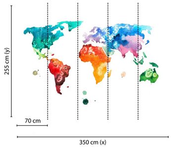 living walls Fototapete Designwalls Colourful World 1, glatt, (5 St), Vlies, Wand, Schräge, Decke