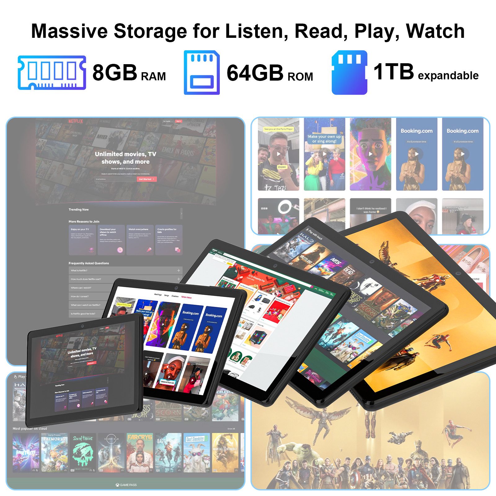 AWOW Tablett Android Tablet 10,1 Zoll, Android 14, 8GB RAM, 64GB, 8+64GB
