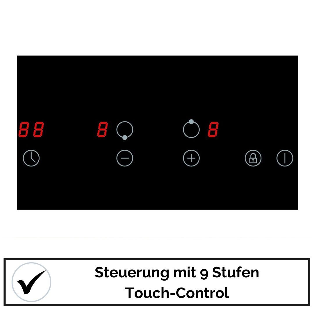YUNA Doppelkochplatte YUNA Doppelkochplatte CALOR EBK2, Glaskeramik, Touch Control, 2900 Watt, 9 Leistungsstufen, Durchmesser 19 cm und 15,5 cm – Bild 5 von 5