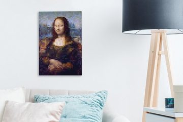 OneMillionCanvasses® Gemälde Mona Lisa - Leonardo DaVinci - Pixel, (1 St), Leinwandbild fertig bespannt inkl. Zackenaufhänger, Gemälde, 20x30 cm