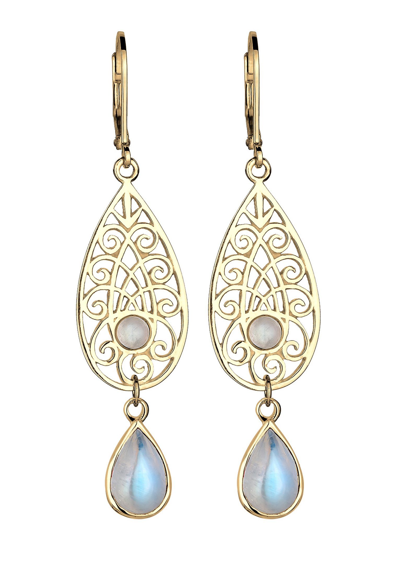 Elli Paar Ohrhänger Mondstein Tropfen Ornamente 925 Silber günstig online kaufen