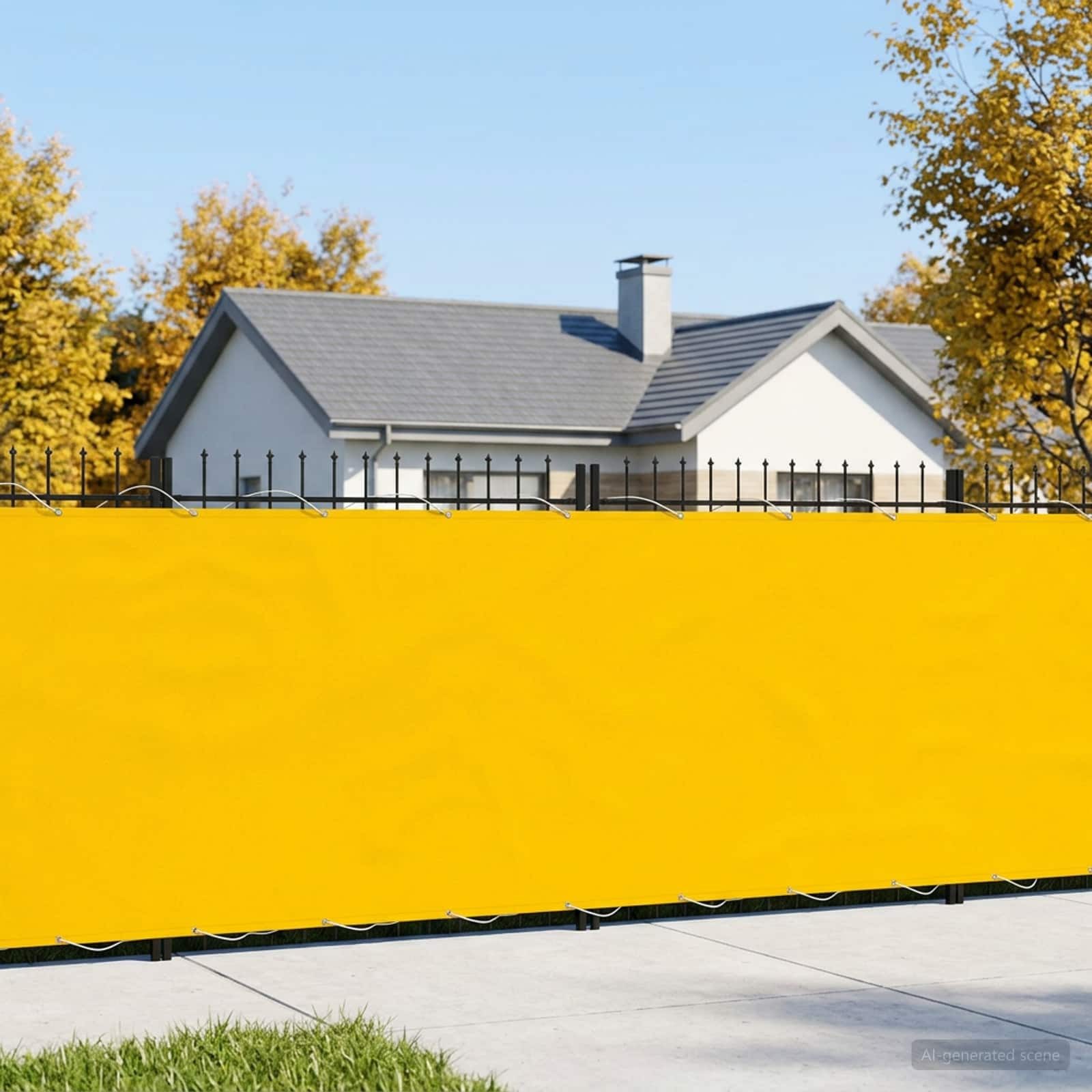 vidaXL Balkonsichtschutz Balkon Sichtschutz 180 x 600 cm Stoff mit PU-Beschichtung Gelb (1-St)