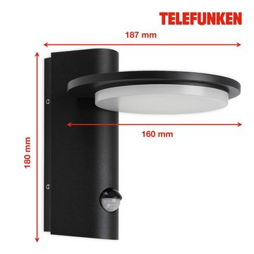 Telefunken LED Außen-Wandleuchte 312505TF, LED fest verbaut, Neutralweiß, Außenleuchte IP44 Bewegungssensor 1200lm 4000K 10W