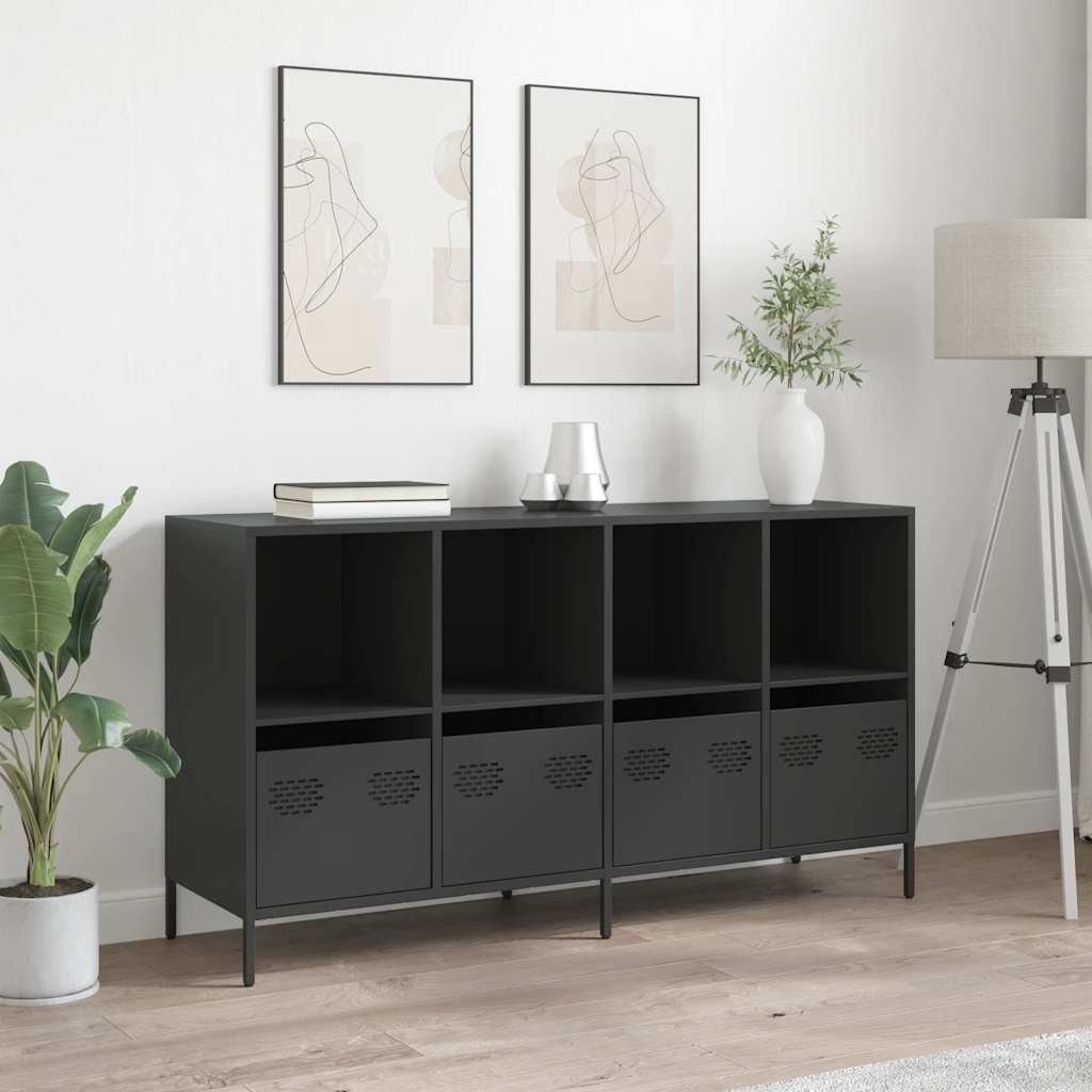vidaXL Sideboard Sideboard Schwarz 135x39x73,5 cm Kaltgewalzter Stahl (1 St)