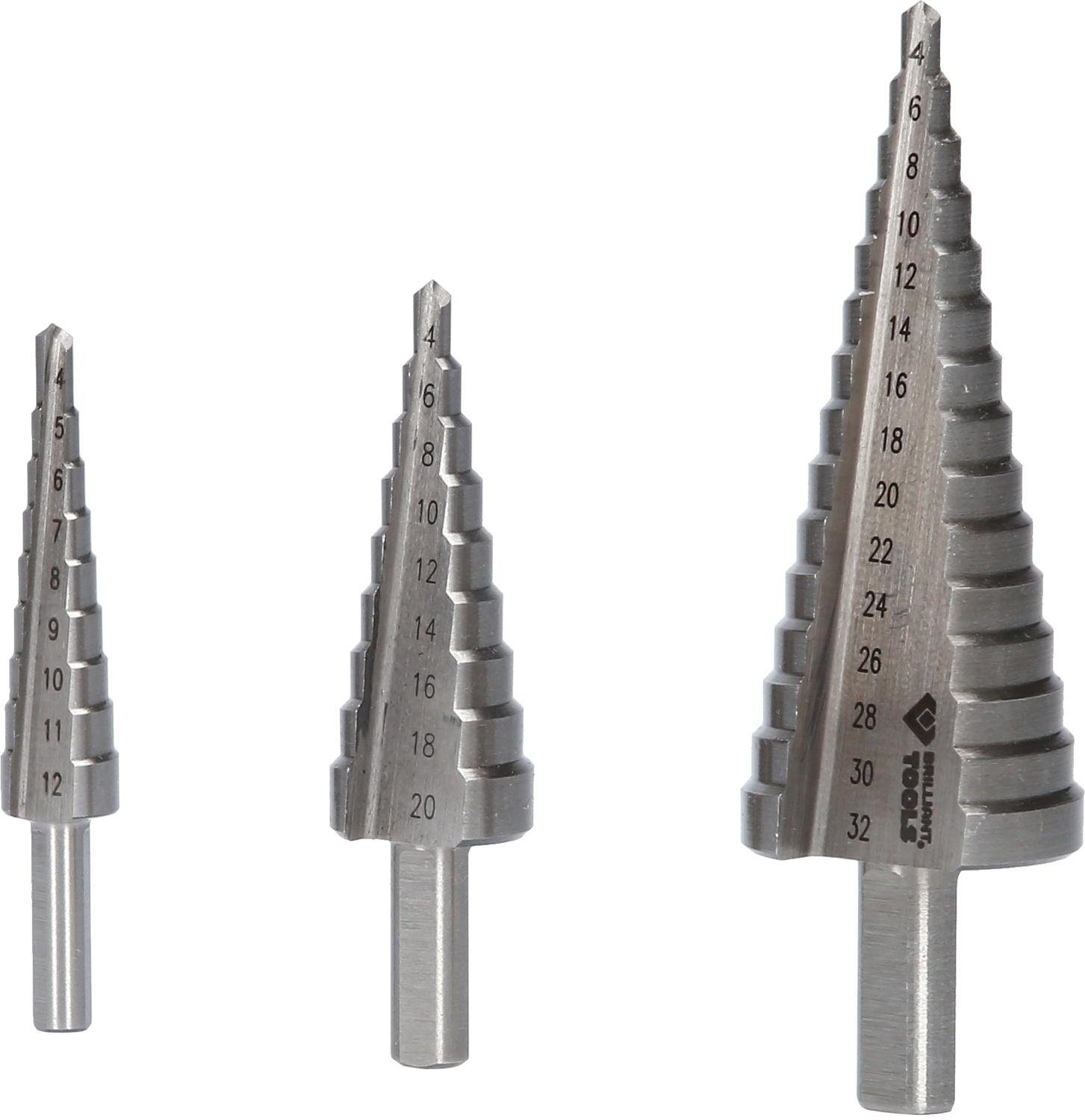 Brilliant Tools Stufenbohrer Stufenbohrer-Satz, 3-tlg, Ø 4 - 32 mm