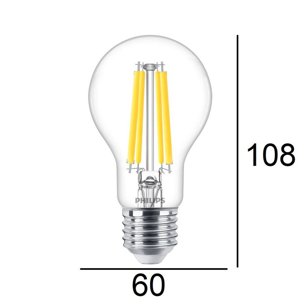 Philips LED-Leuchtmittel Sehr helle dimmbare E27 LED Filamentlampe, E27,  Neutralweiß