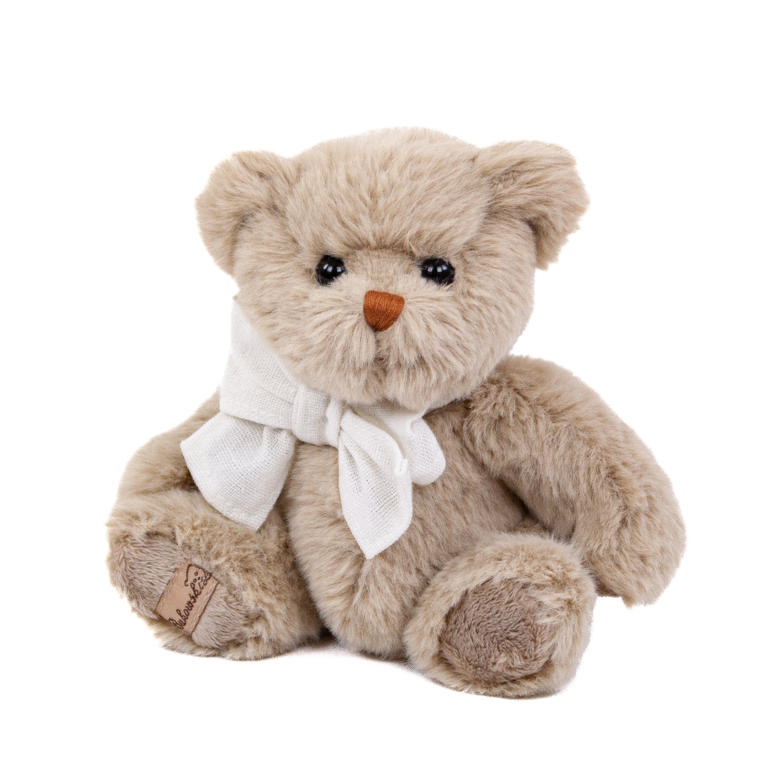Bukowski Kuscheltier Bukowski Little Teddybär 15 cm grau mit blau-weißer Schleife