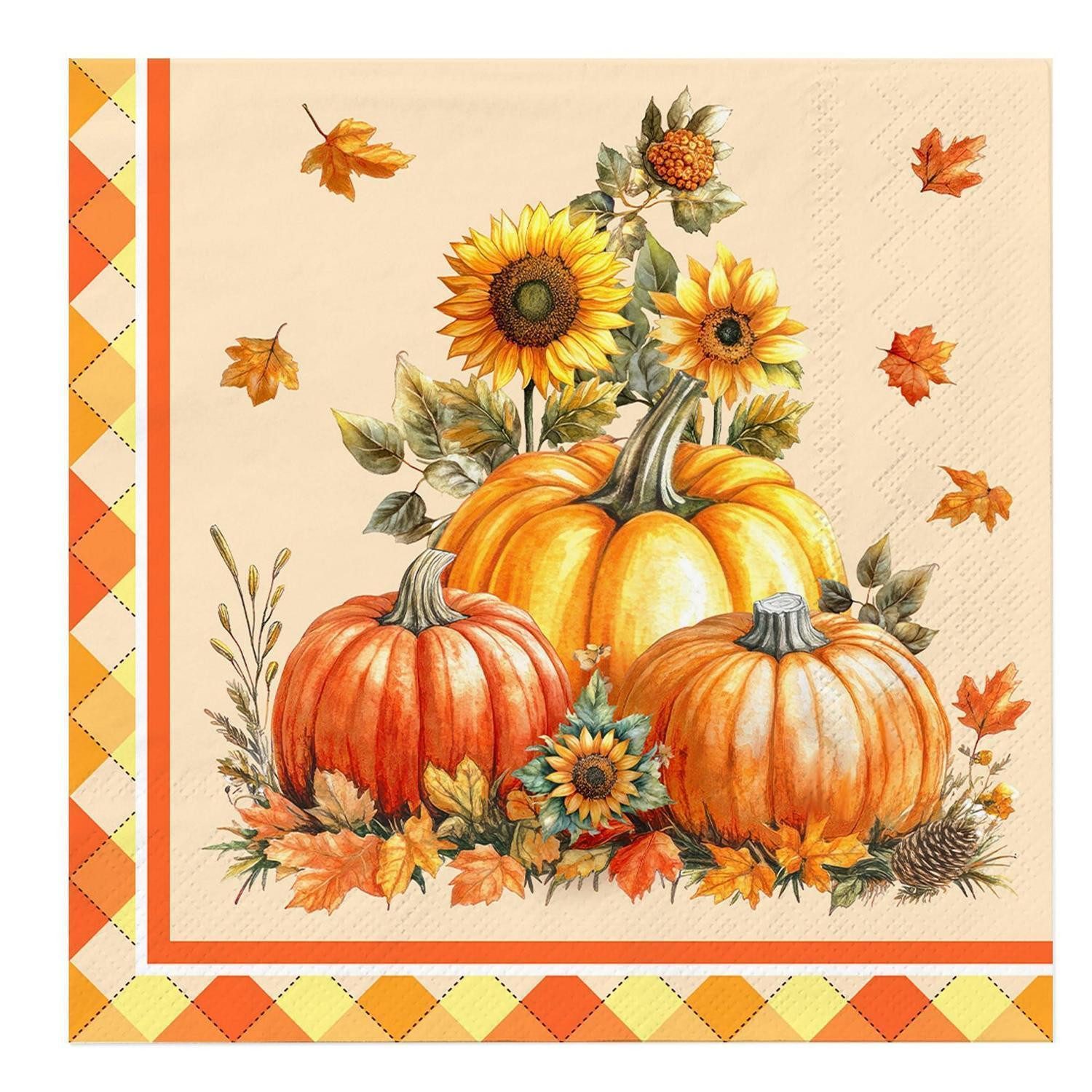 LuxusKollektion Papierserviette Servietten Herbst Kürbis 40Stück 33x33cm, (40 St)