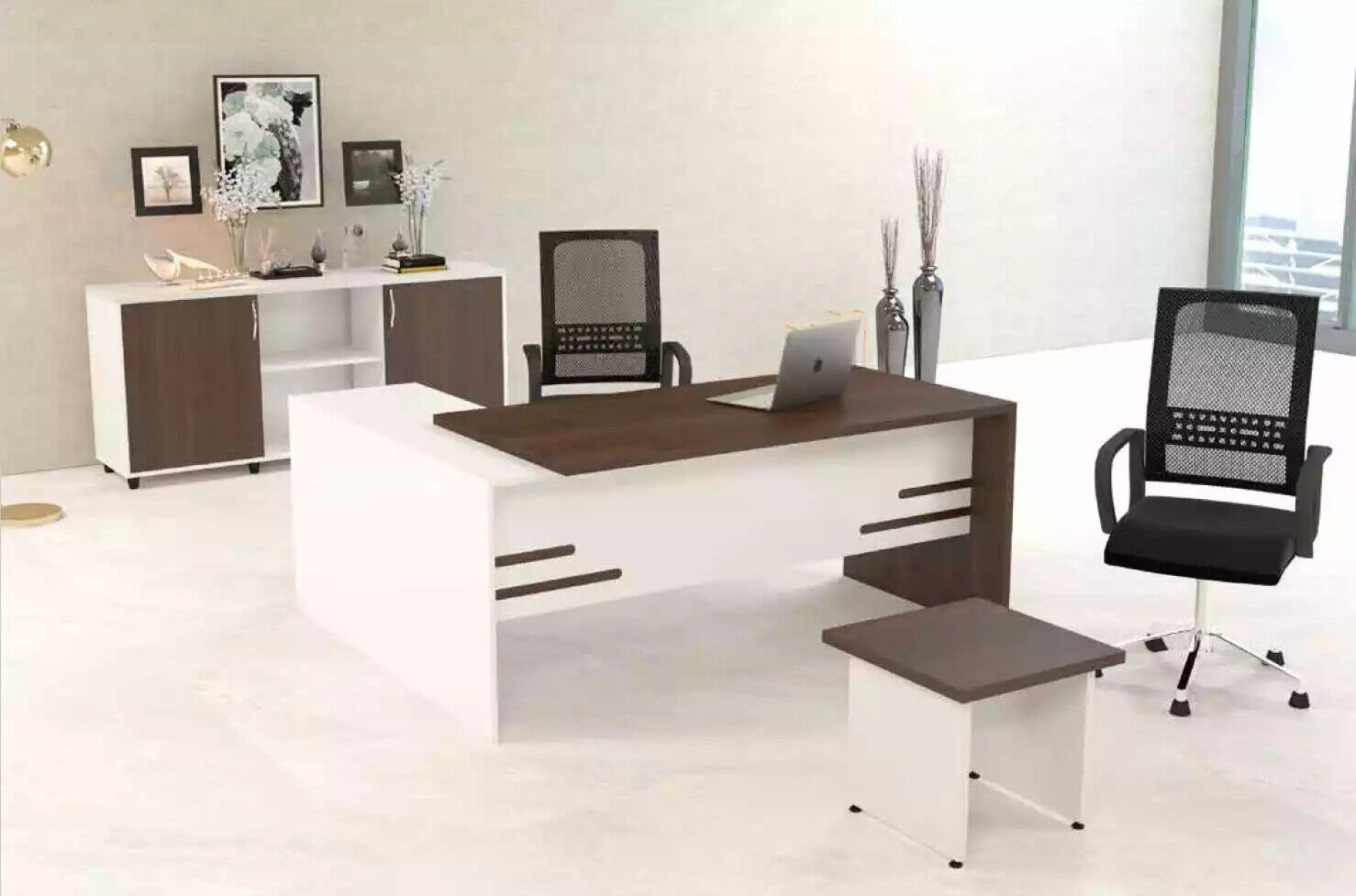 In Set Weißes Komplettes Europe Set JVmoebel Büro Arbeitszimmer 3tlg, Eckschreibtisch Einrichtung Luxus Made