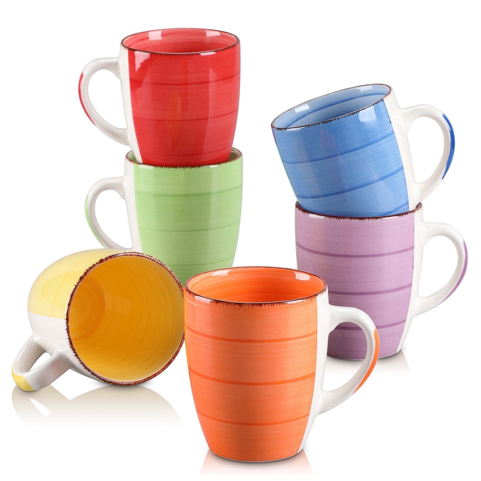 vancasso Tasse 6tlg Becher, Tassen-Set für 6 Personen, Steingut, Bunt, 6-tlg., Steingut