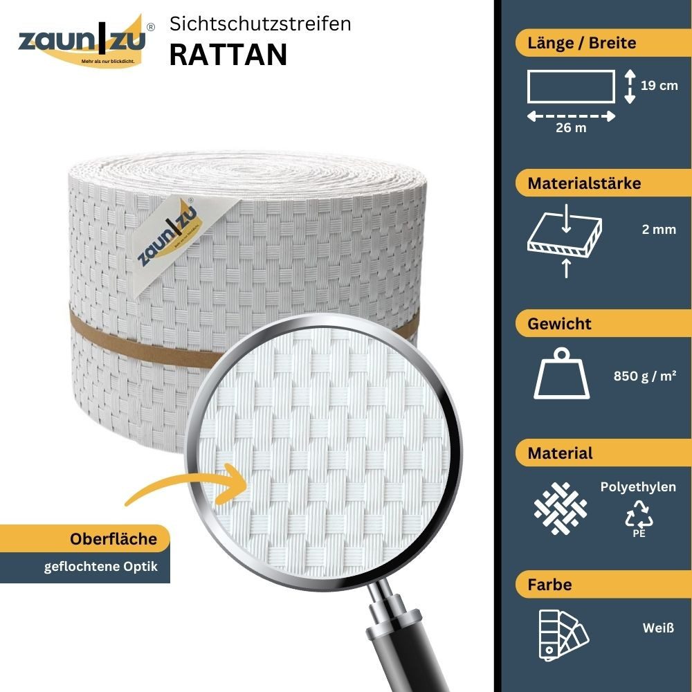zaunzu Sichtschutzstreifen Rattan PE für Doppelstabmatten günstig online kaufen