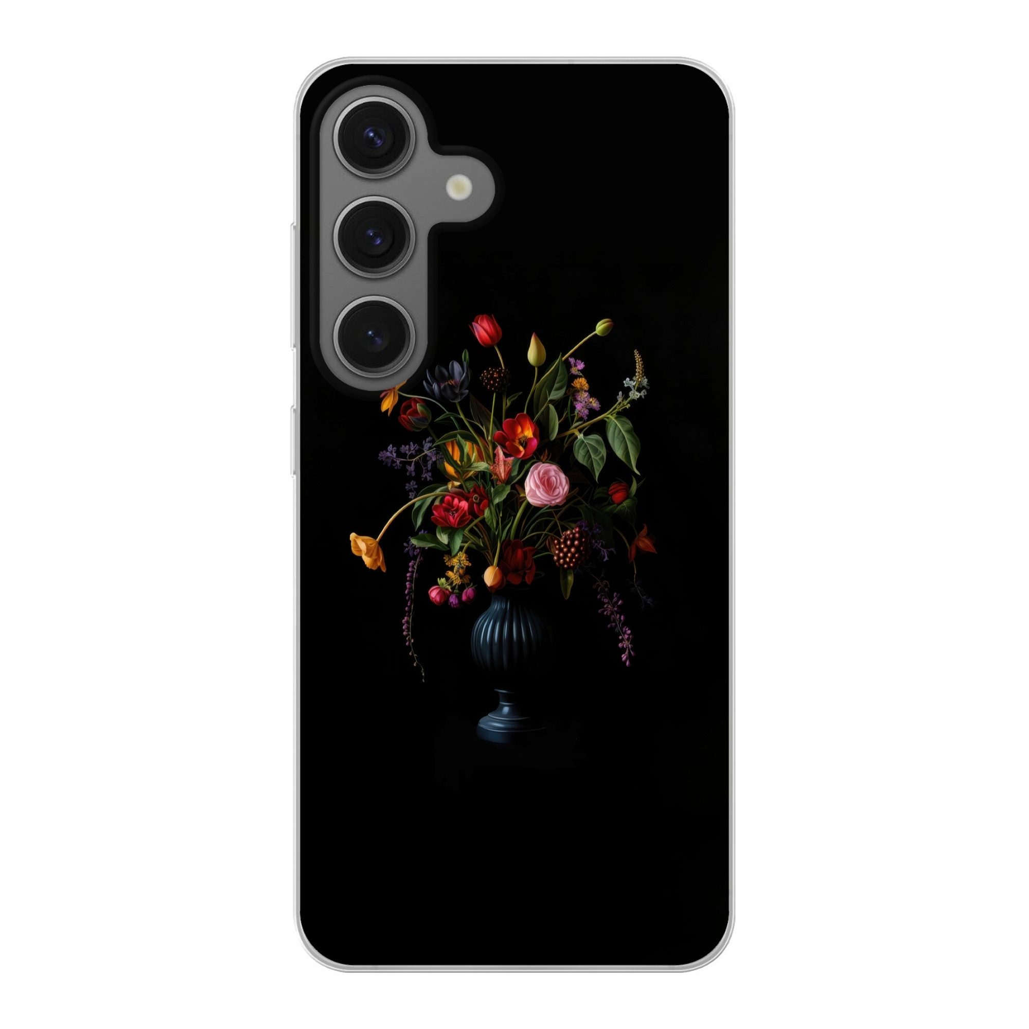 MuchoWow Handyhülle für Samsung Galaxy S25 Blumen - Beeren - Klassisch, Phone Case, Silikon, Schutzhülle Dünn