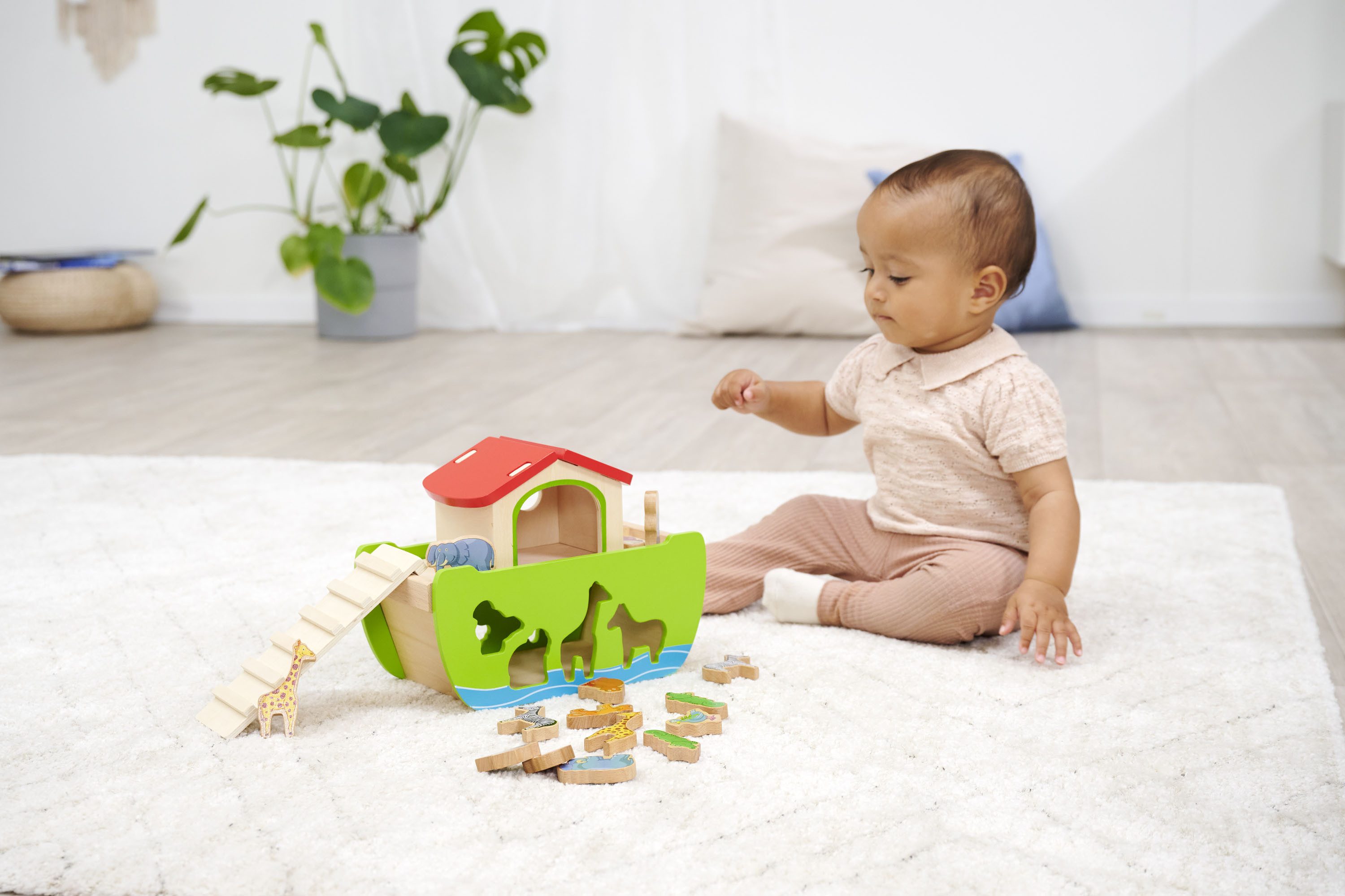 Eichhorn Steckspielzeug Arche Noah, (Set, 21-tlg), mit abnehmbarem Dach