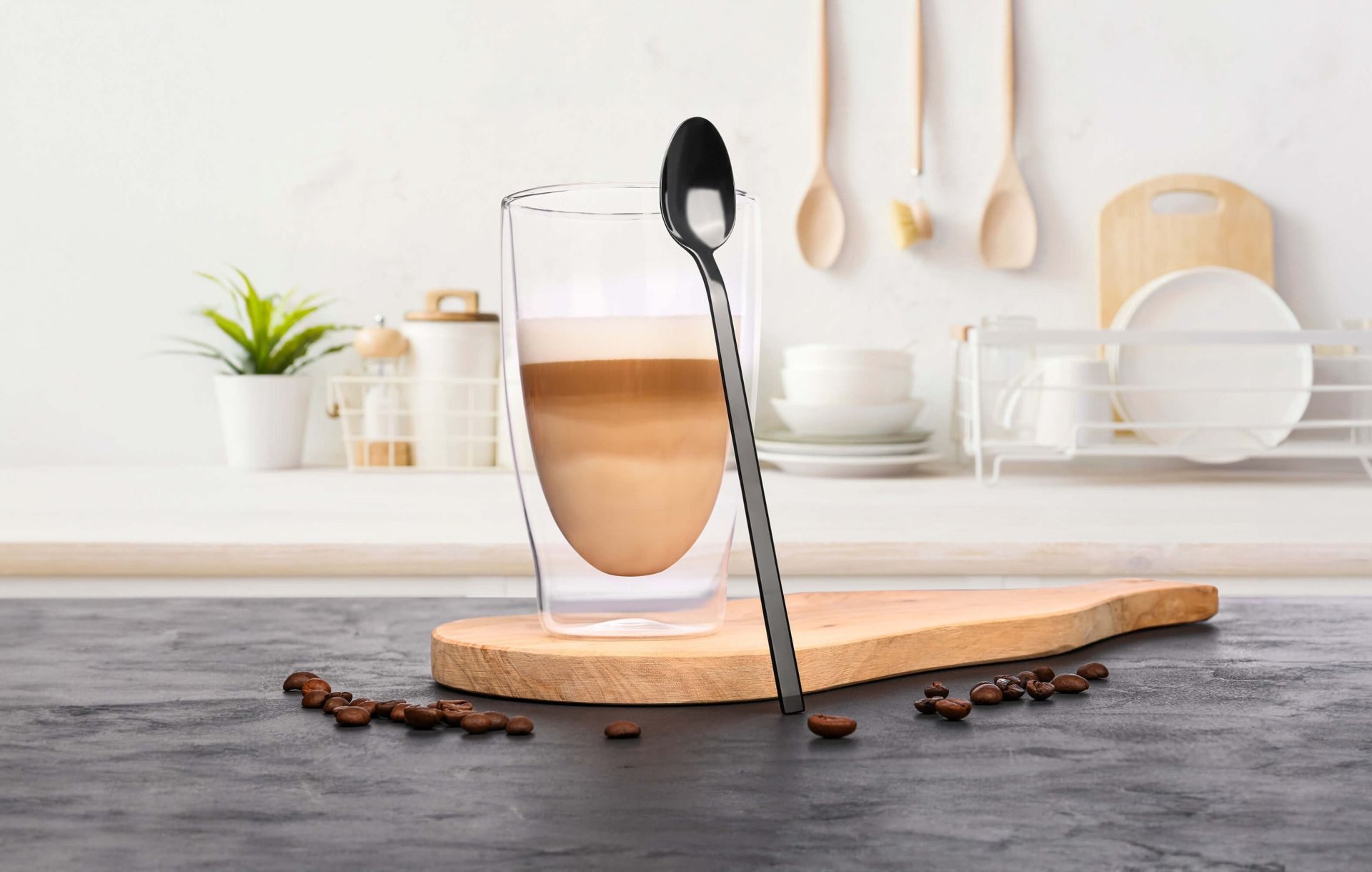 GRÄWE Latte-Macchiato-Löffel (6 Stück), Latte Macchiato Löffel 6 Stück, Edelstahl - Titan
