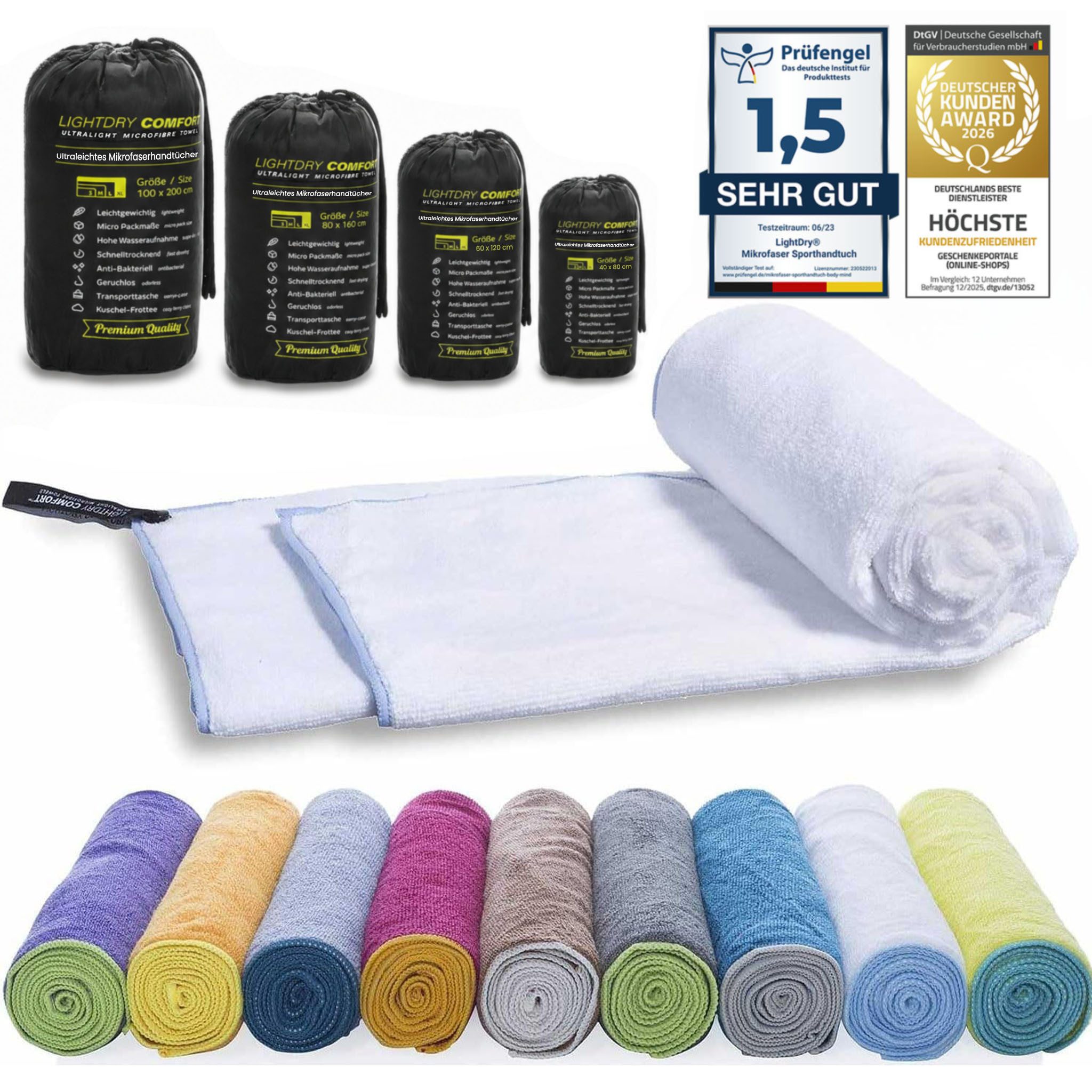 LightDry Reisehandtuch LightDry Reisehandtuch – Leichtes Mikrofaser-Sport und Strandhandtuch, Sport, Strand & Badehandtuch