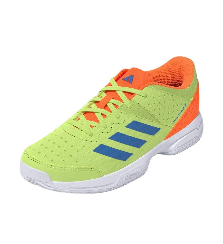 adidas Performance Hallen-Indoorschuhe Court Stabil 2025 grün/orange Kinder Badmintonschuh