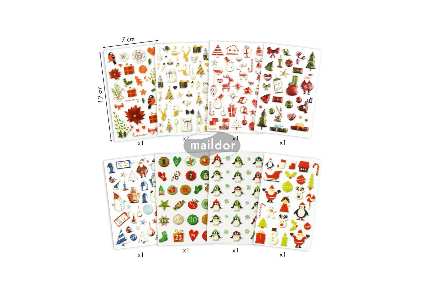 Thumbnail - maildor Sticker Cooky, 8 Stickerbogen 7,5x12cm, Weihnachten 2 Mehrfarbig CY103C, My Mandarine