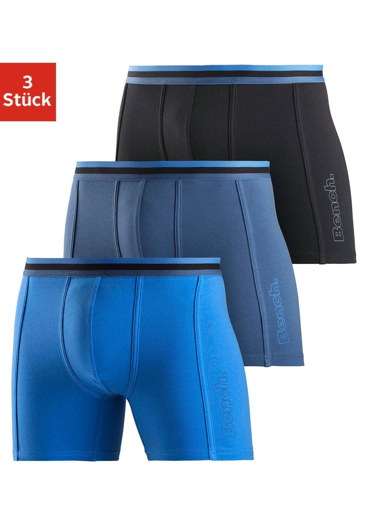 Bench. Langer Boxer (Packung, 3-St) Unterhosen mit elastischem Bund und Logodruck auf dem Bein