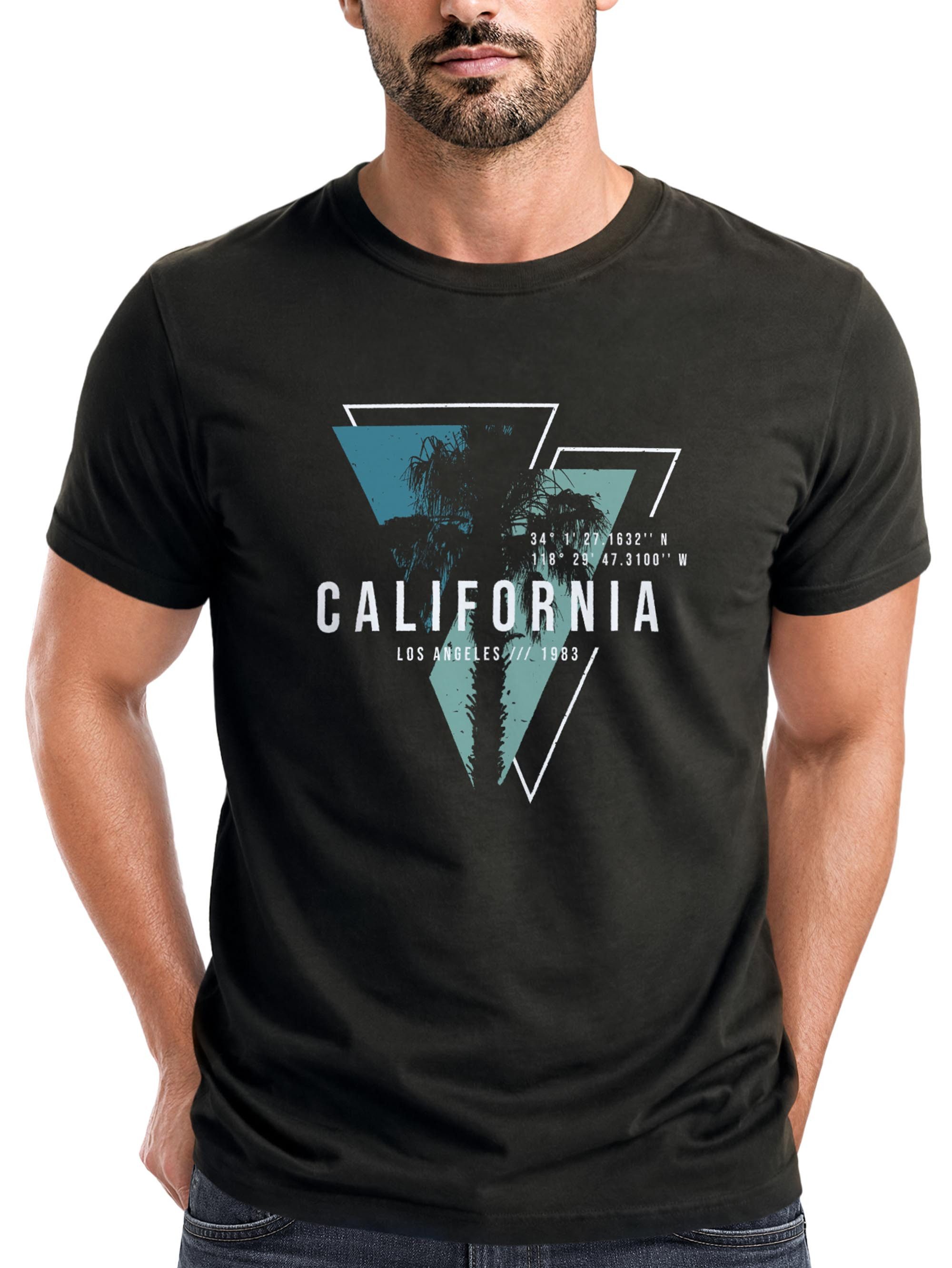 Neverless Print-Shirt Herren T-Shirt California Los Angeles Surfing Motiv Sommer Fashion mit Print