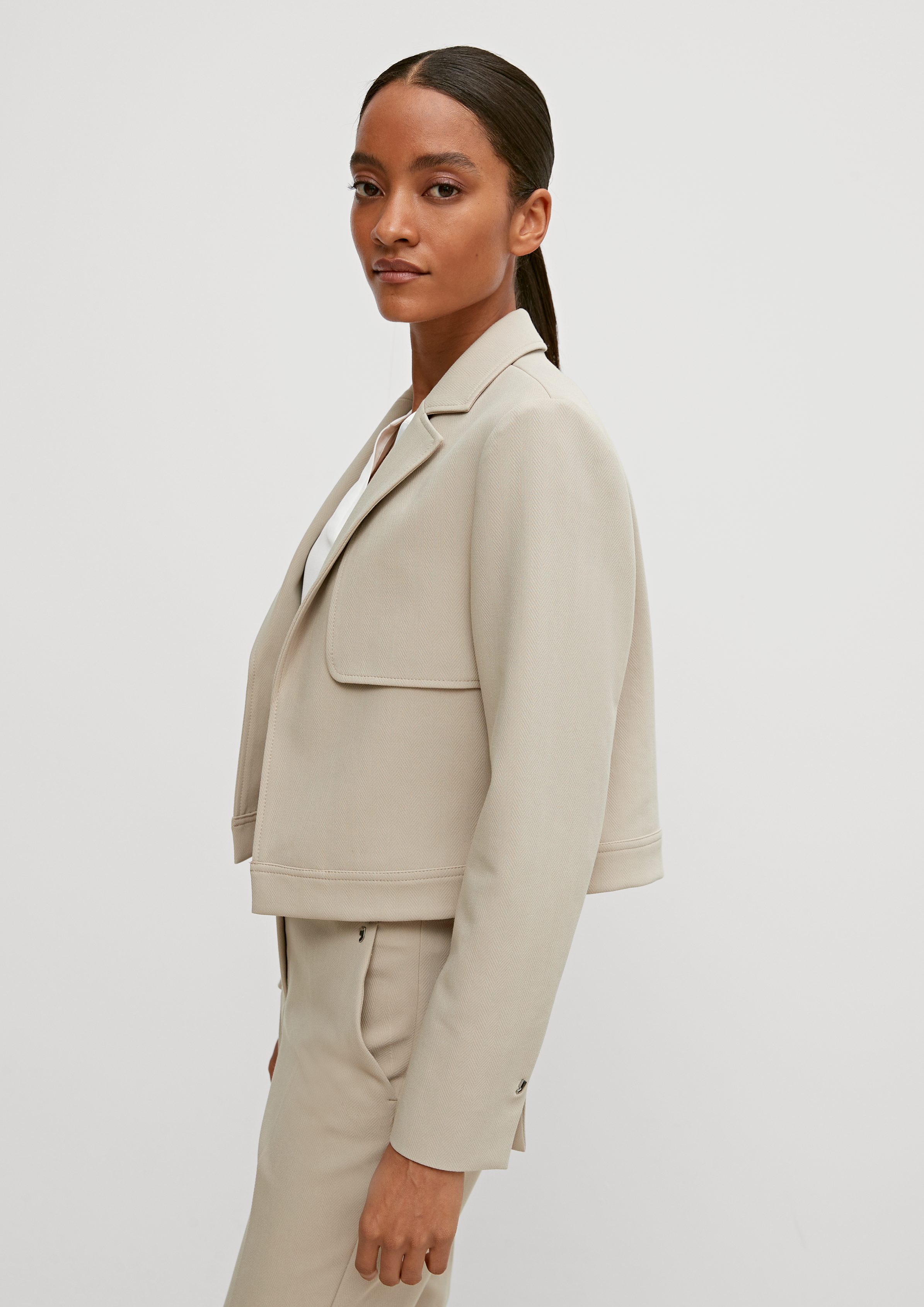 Blusenblazer Blazer mit Fischgrat-Muster