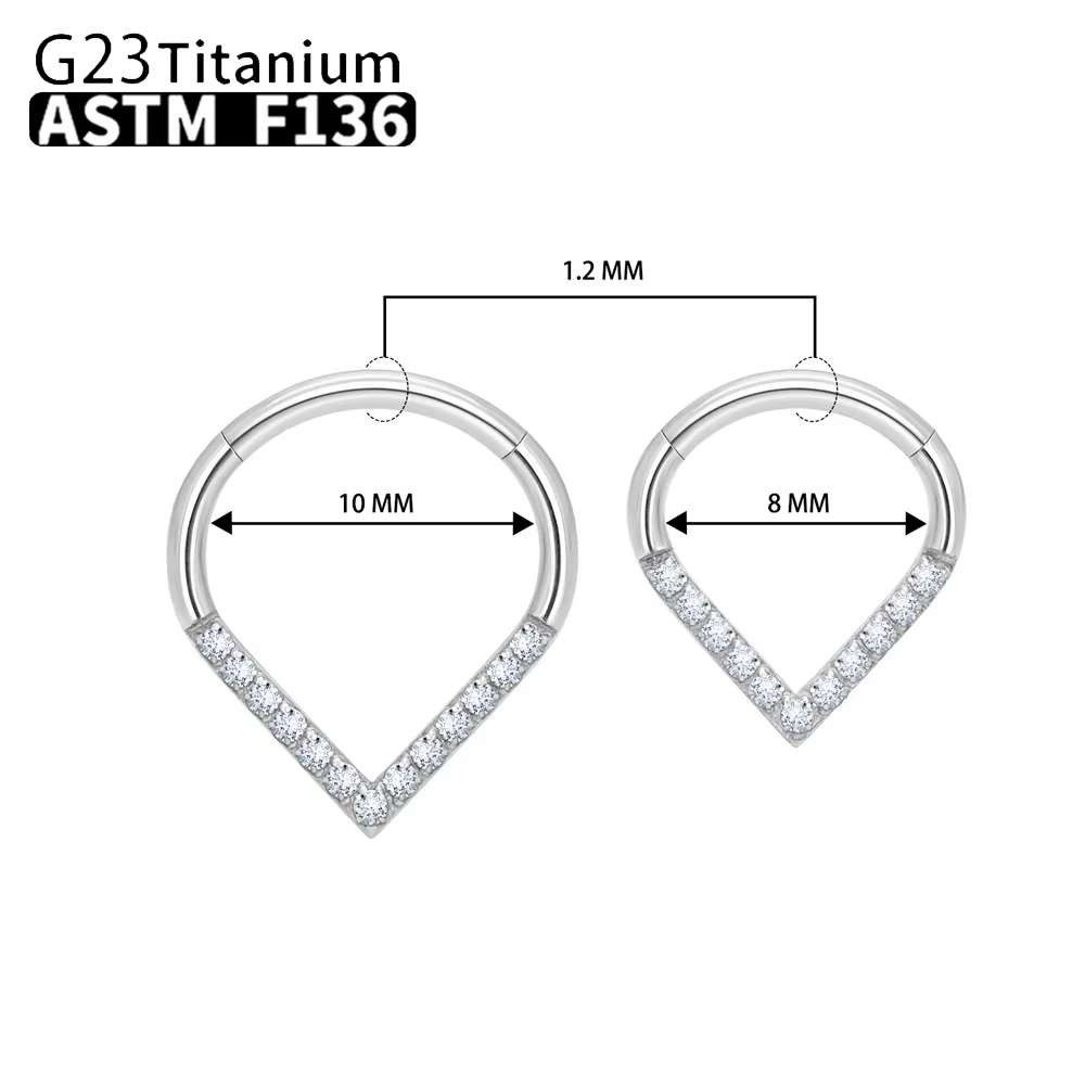 Taffstyle Nasenpiercing Titan G23 Septum Piercing Clicker Tragus Helix Tropfen Träne Kristalle (Eleganter Universal Clicker aus Titan G23 mit Glitzersteinen für das Ohr & Nase)