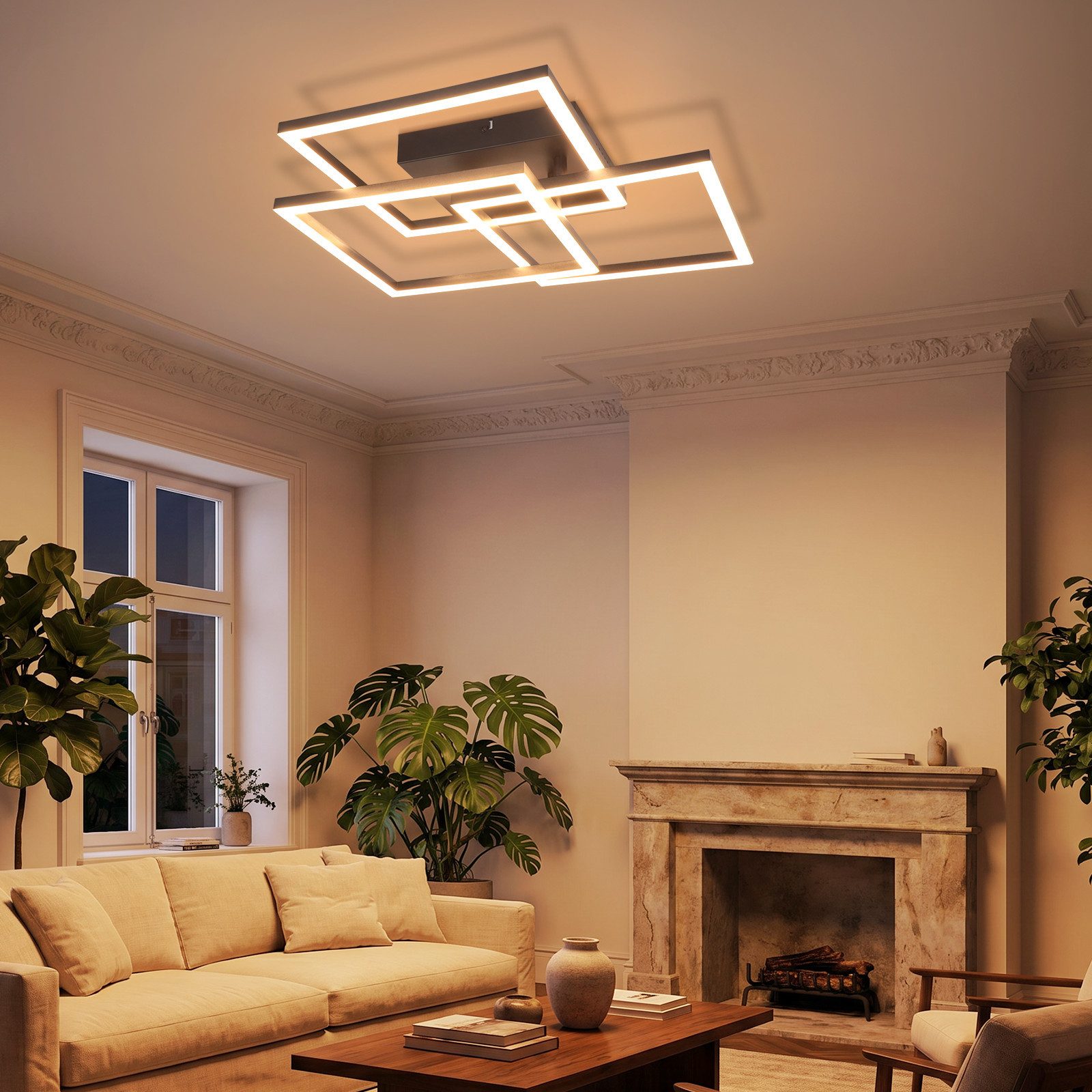 Nettlife LED Deckenleuchte 31/43W dimmbar Wohnzimmer Fernbedienung eckig modern Deckenlampe, LED fest integriert, für Schlafzimmer Küche Büro wechselbar von 300 – Bild 5 von 5