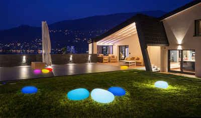 BONETTI LED Gartenleuchte LED Solar Steinleuchte 50 cm, Tageslichtsensor, LED fest integriert, Farbwechsler