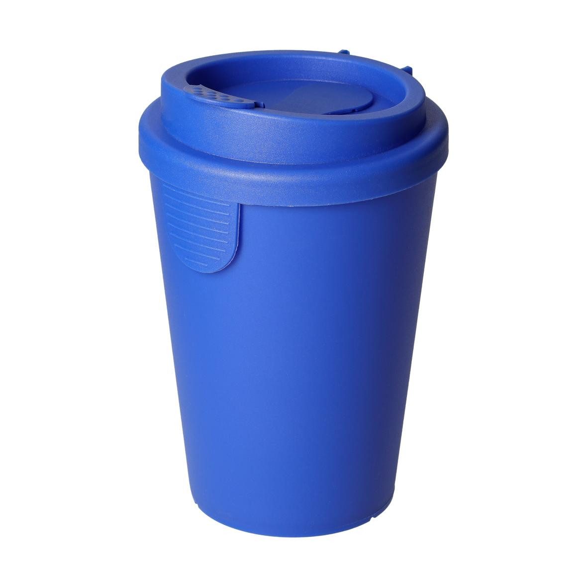 Becher Trinkbecher 0,4 L Kaffeebecher mit Deckel aus Kunststoff in Blau