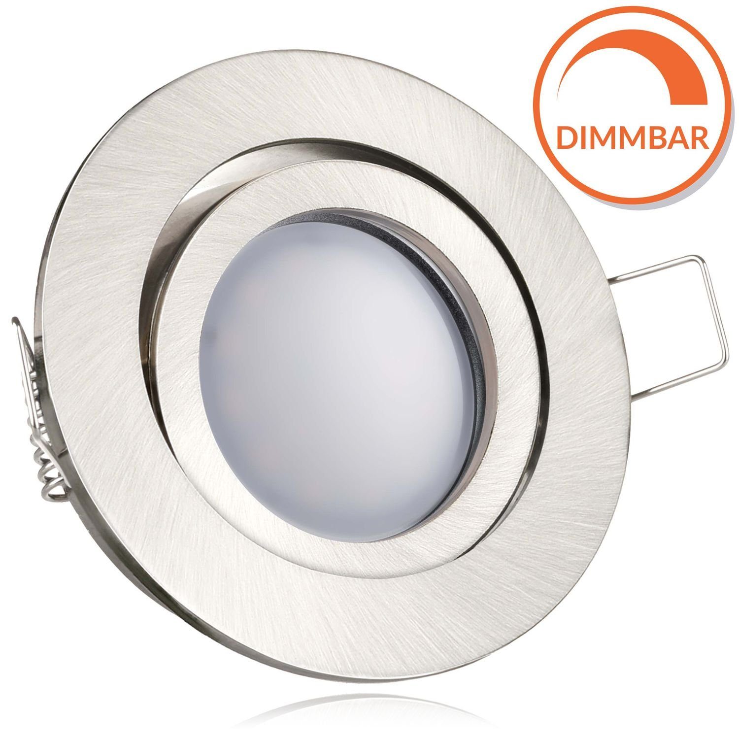 LEDANDO LED Einbaustrahler LED Einbaustrahler Set EXTRA FLACH (35mm) in Silber gebürstet mit LED