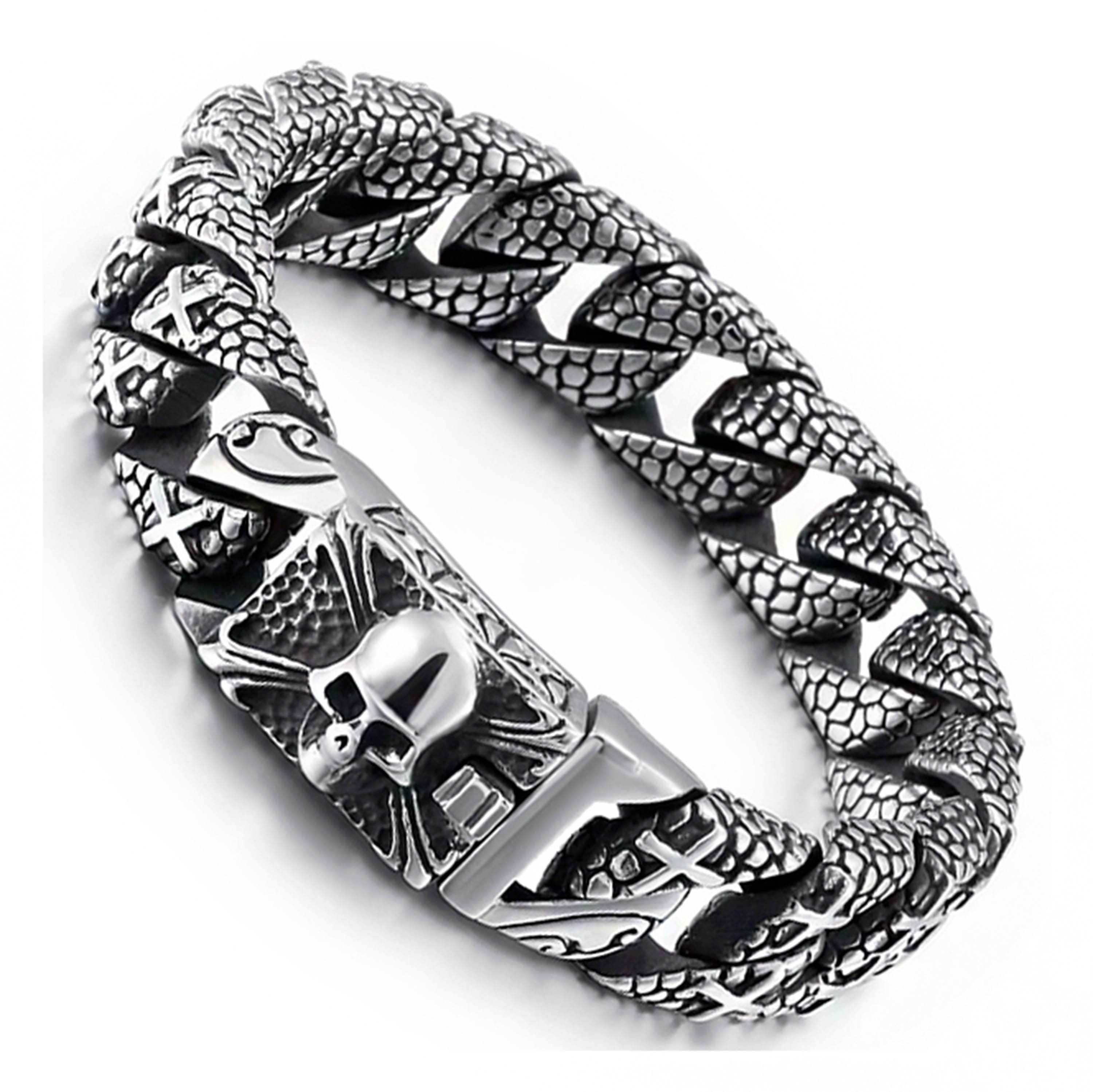 Germany) Shädel, Edelstahlarmband, Biker, Style, VALHALA" Edelstahlarmband Totenkopf, OF in UNIQAL.de "HALL Panzerarmband Casual Herren (Edelstahl, Handgefertigt