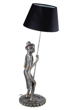 GILDE Tischleuchte GILDE Lampe Steampunk Monkey - silber - H. 90cm x B. 38cm
