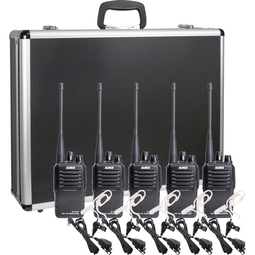 Walkie Talkie Alinco Team-Set DJ-VX-46 + KEP-24-AL 150101 PMR-Handfunkgerät 5er Set