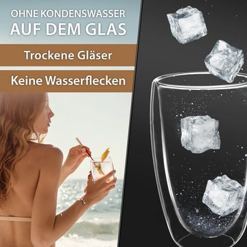 Impolio Latte-Macchiato-Glas 4x450ml Doppelwandige Gläser: Borosilikat Thermogläser, glas