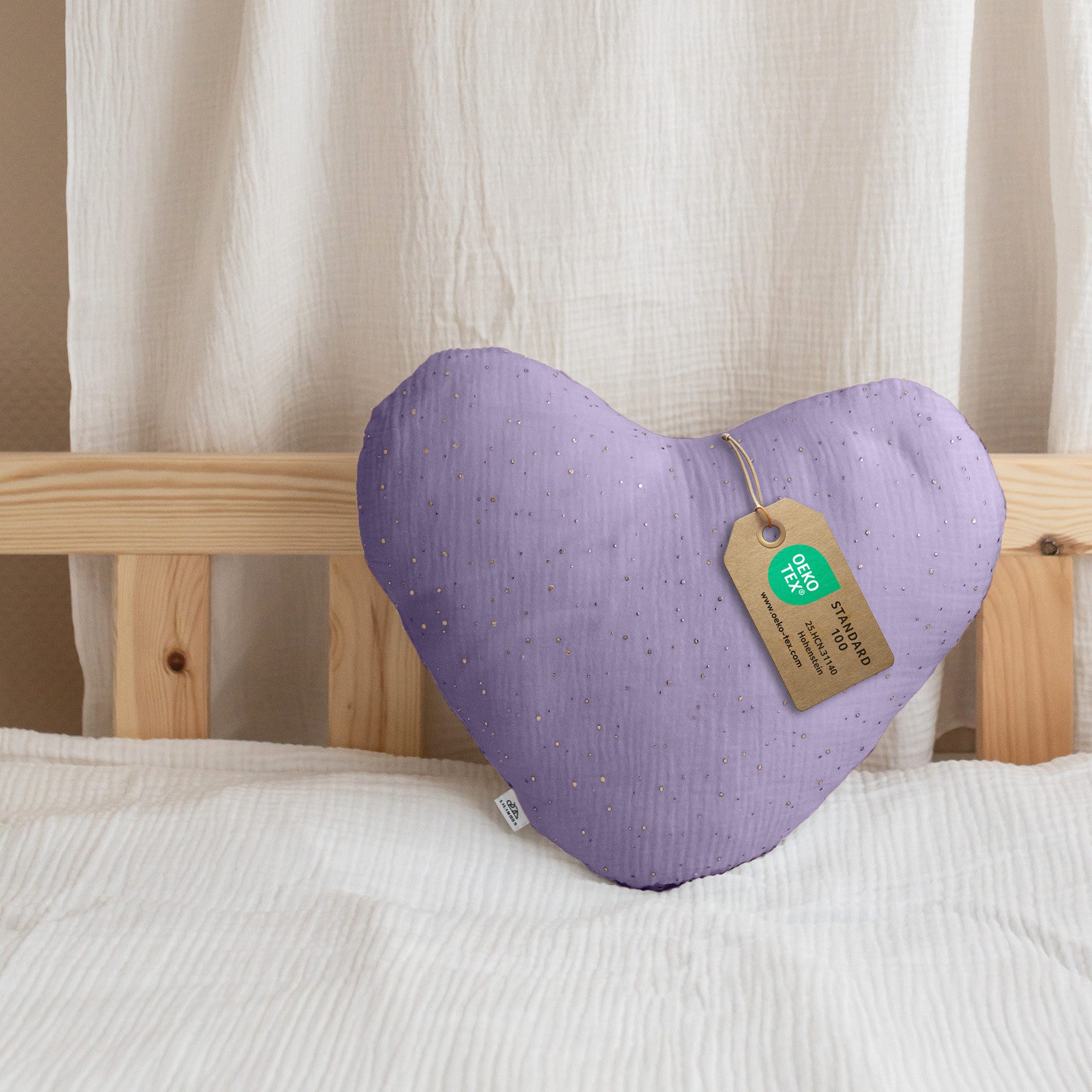lilimaus Dekokissen Kuschelkissen Herz & Stern aus Musselin fürs Kinderzimmer, Kuschelkissen mit & ohne Füllung - passend zu Betthimmel & Bettwäsche