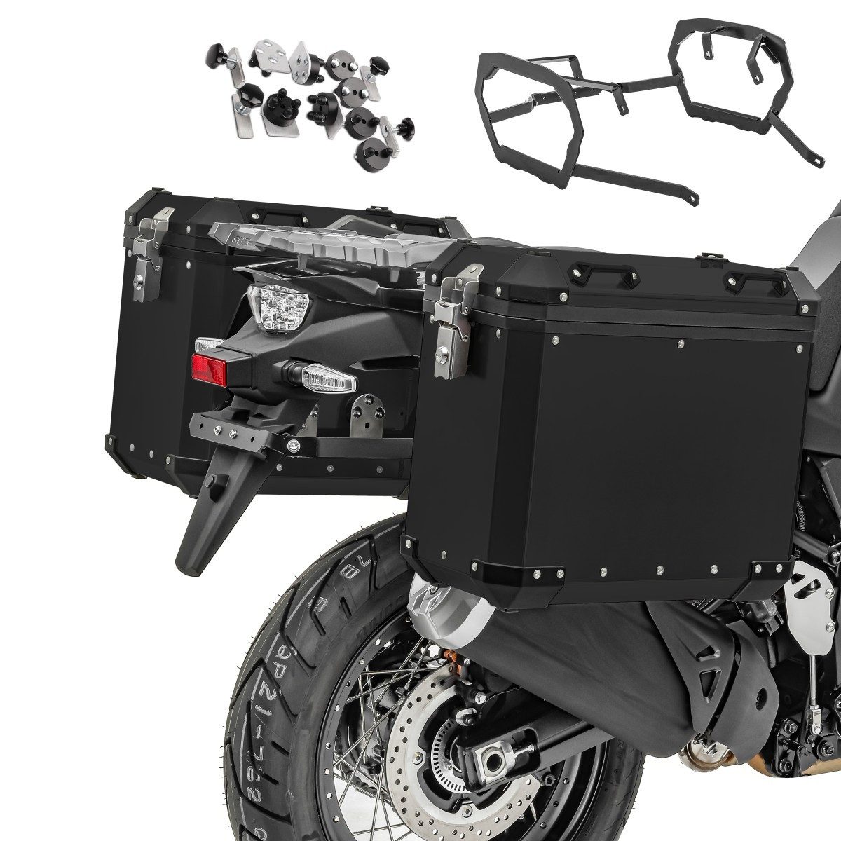 Bagtecs Kofferset Alu-Koffer + Kofferträger für BMW R 1250 GS Adventure 19-24 GX38 schwa