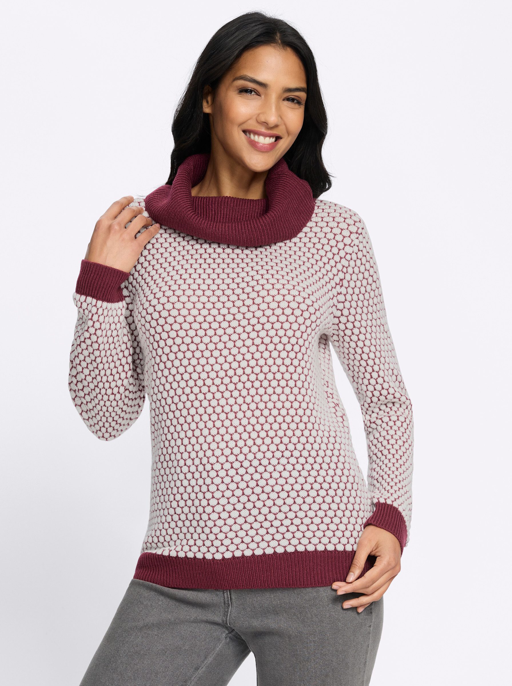 Sieh an! Strickpullover Rollkragen-Pullover Langarm Struktur