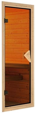 Karibu Sauna Laila, BxTxH: 210 x 184 x 202 cm, 68 mm, (Set) 3,6-kW-Plug & Play Ofen mit integrierter Steuerung