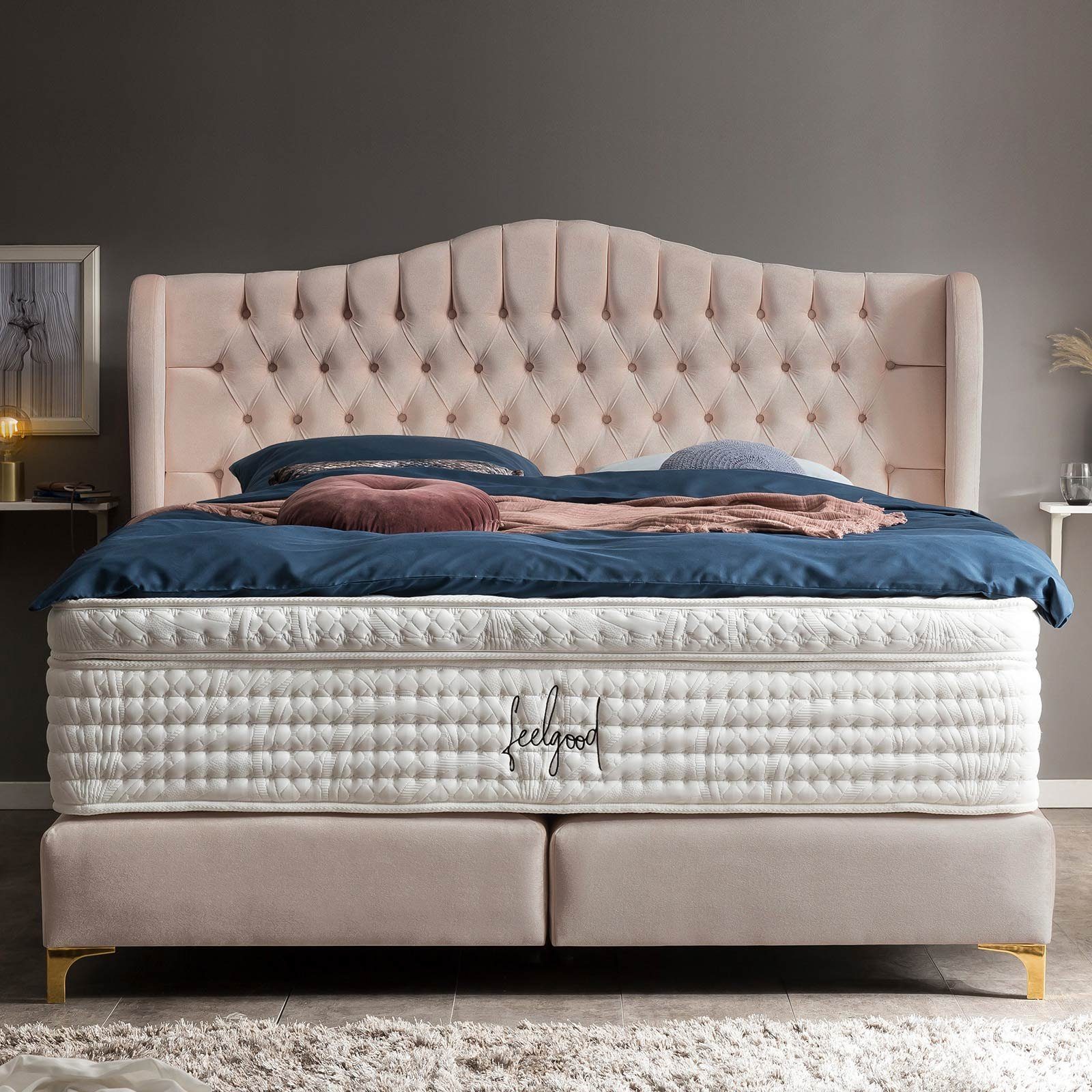 BettCo Boxspringbett Maison (in Rose Samt, günstig online kaufen