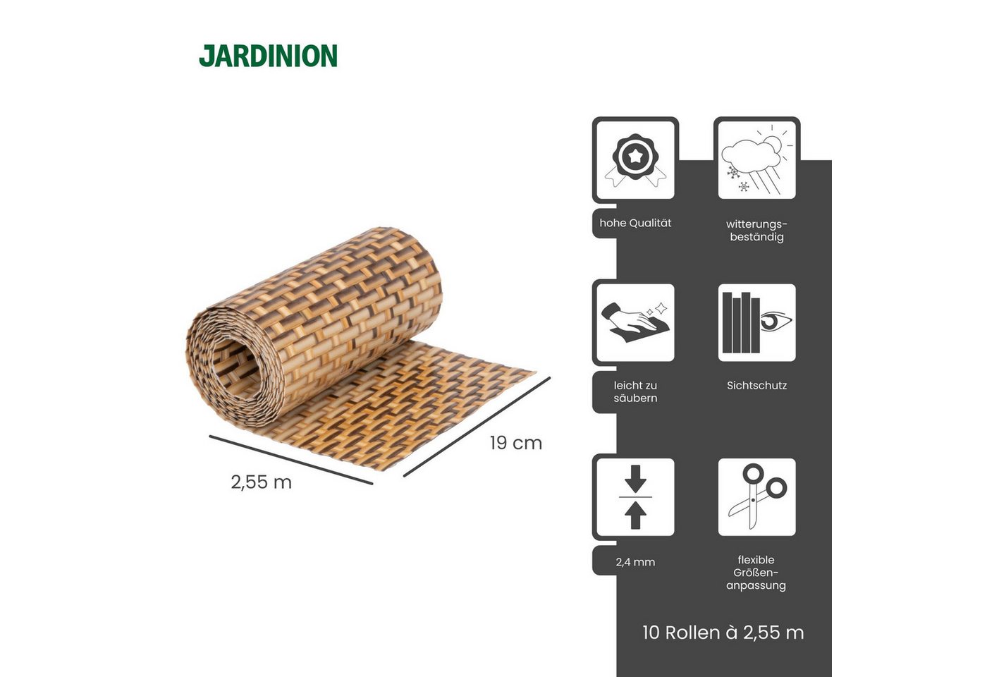 Thumbnail - Jardinion Sichtschutzstreifen, (Sichtschutzstreifen, Doppelstabmattenzaun Sichtschutz, 10-St), aus Polyrattan, Wetterfes...