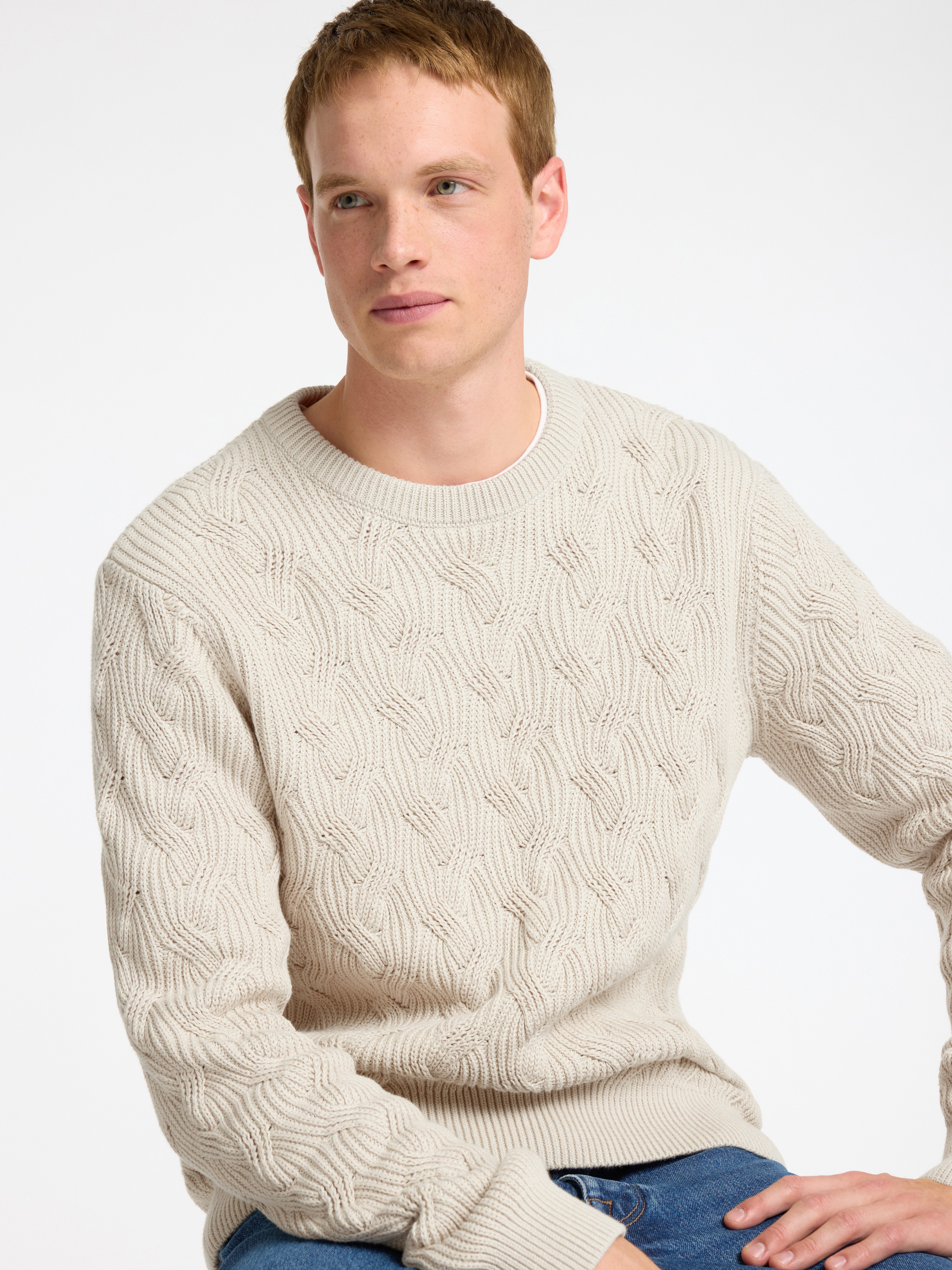 Selected Strickpullover SLHCALLIS LS KNIT CABLE CREW NECK NOOS günstig online kaufen