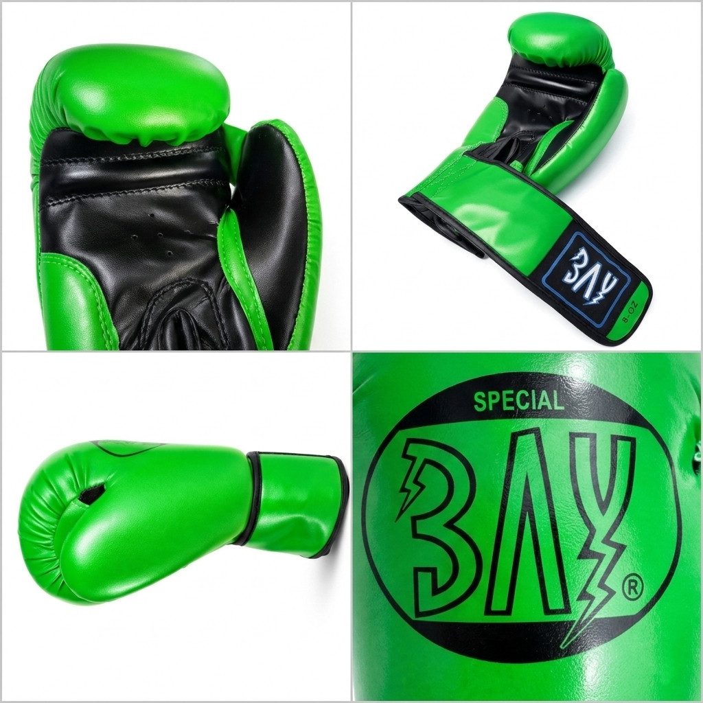BAY-Sports Boxhandschuhe Future Box-Handschuhe grün Boxen Kickboxen Sparring Muay Thai MMA (Paar), 8 und 10 Unzen, Kunstleder, Maximaler Sitz, Training und Sparring